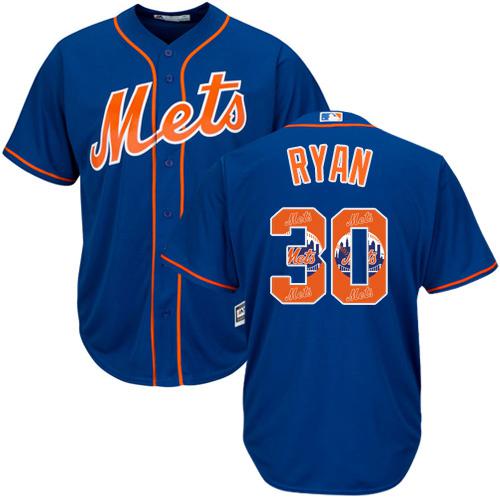 Mets #30 Nolan Ryan Blue Team Logo Fashion Stitched MLB Jersey